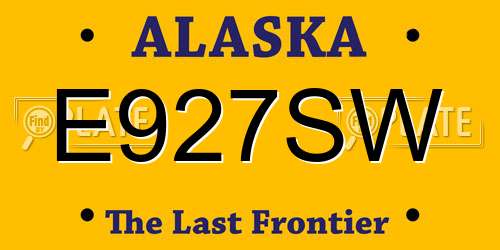 E927SW Alaska License Plate