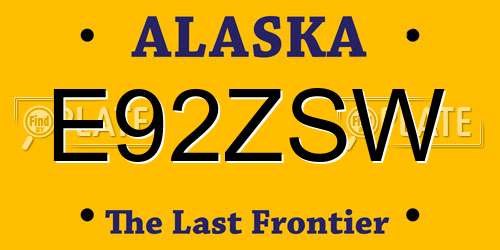 E92ZSW Alaska License Plate