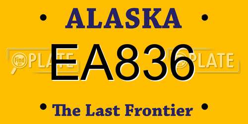 EA836 Alaska License Plate