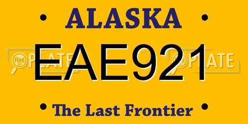 EAE921 Alaska License Plate
