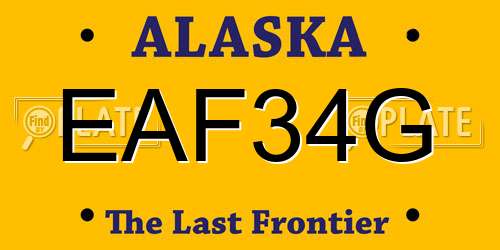 EAF34G Alaska License Plate