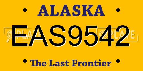 EAS9542 Alaska License Plate