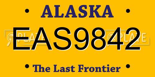 EAS9842 Alaska License Plate