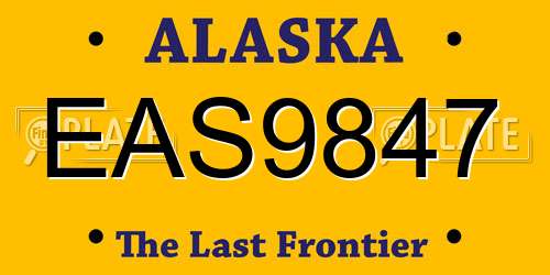 EAS9847 Alaska License Plate