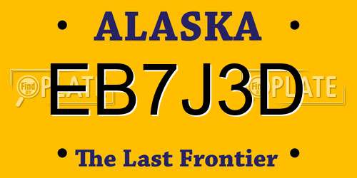 EB7J3D Alaska License Plate