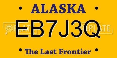 EB7J3Q Alaska License Plate