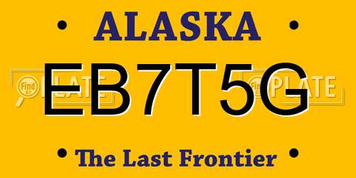 EB7T5G Alaska License Plate