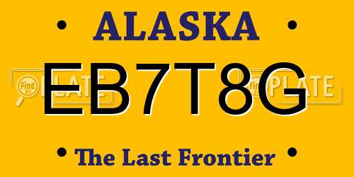 EB7T8G Alaska License Plate
