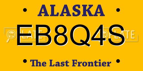 EB8Q4S Alaska License Plate