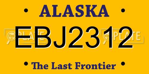 EBJ2312 Alaska License Plate