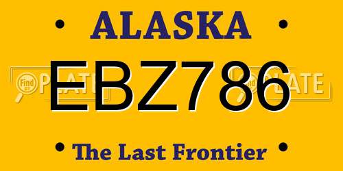 EBZ786 Alaska License Plate