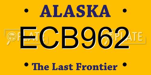 ECB962 Alaska License Plate