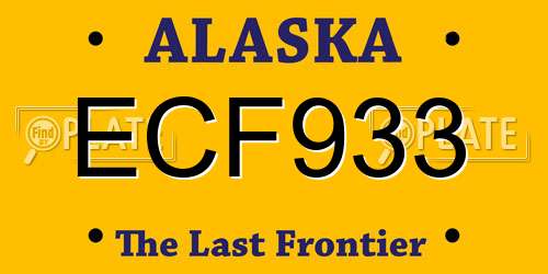 ECF933 Alaska License Plate
