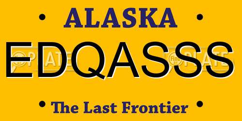 EDQASSS Alaska License Plate