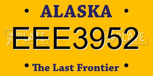 EEE3952 Alaska License Plate