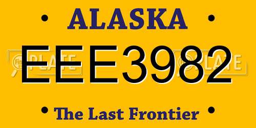 EEE3982 Alaska License Plate