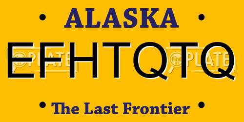 EFHTQTQ Alaska License Plate