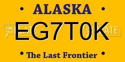 EG7T0K Alaska License Plate