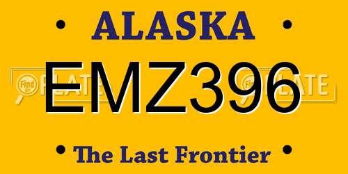EMZ396 Alaska License Plate