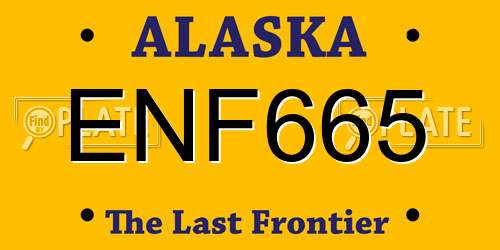 ENF665 Alaska License Plate