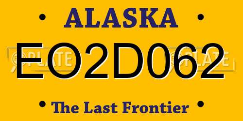EO2D062 Alaska License Plate
