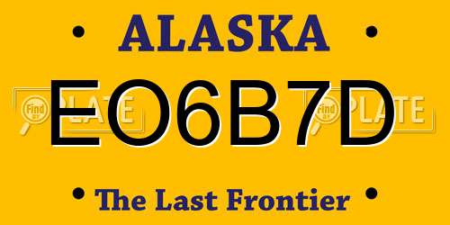 EO6B7D Alaska License Plate