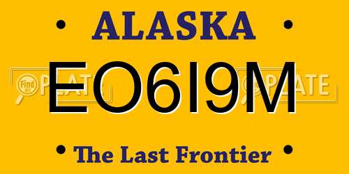 EO6I9M Alaska License Plate