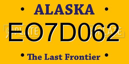 EO7D062 Alaska License Plate