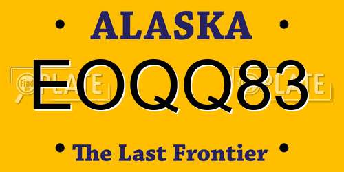 EOQQ83 Alaska License Plate