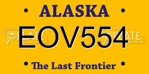 EOV554 Alaska License Plate