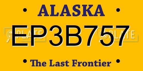 EP3B757 Alaska License Plate