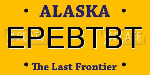 EPEBTBT Alaska License Plate