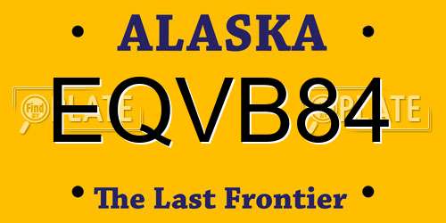 EQVB84 Alaska License Plate