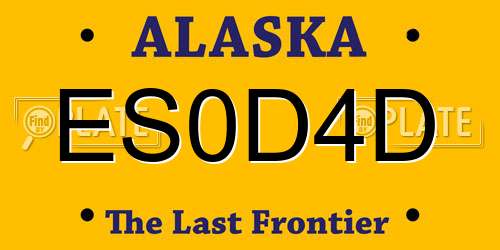 ES0D4D Alaska License Plate