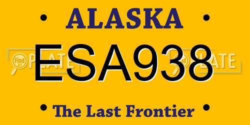 ESA938 Alaska License Plate