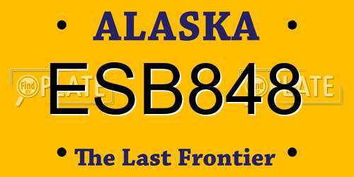 ESB848 Alaska License Plate
