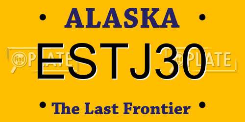 ESTJ30 Alaska License Plate