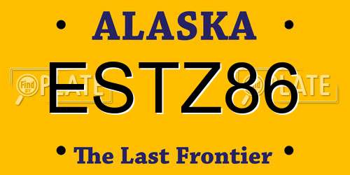 ESTZ86 Alaska License Plate
