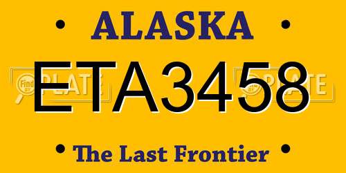 ETA3458 Alaska License Plate