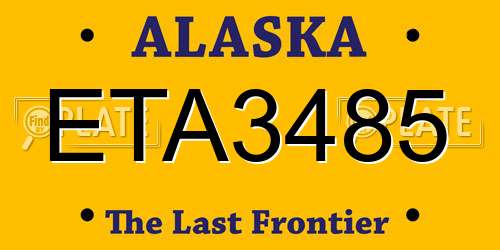 ETA3485 Alaska License Plate
