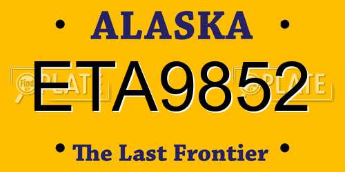 ETA9852 Alaska License Plate