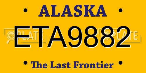 ETA9882 Alaska License Plate