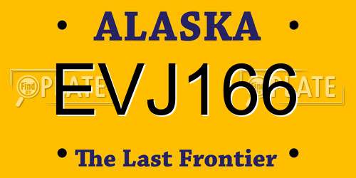 EVJ166 Alaska License Plate