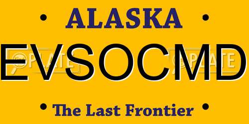 EVSOCMD Alaska License Plate