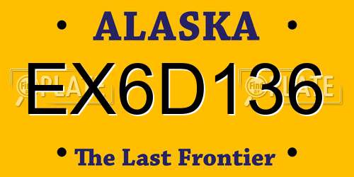 EX6D136 Alaska License Plate