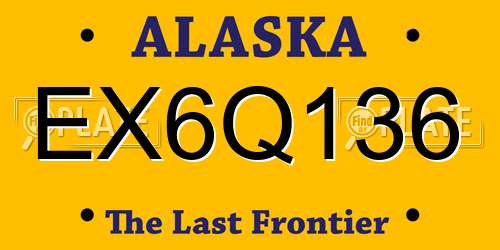 EX6Q136 Alaska License Plate