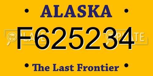 F625234 Alaska License Plate