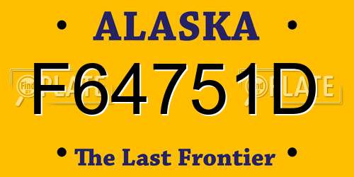 F64751D Alaska License Plate