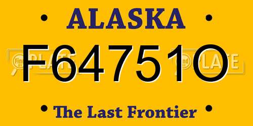 F64751O Alaska License Plate