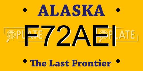 F72AEI Alaska License Plate